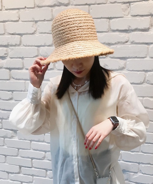 Me%（ミィパーセント）の「フリンジラフィアHAT（ハット・レディース・ベージュ・FREE）」の8枚目の写真
