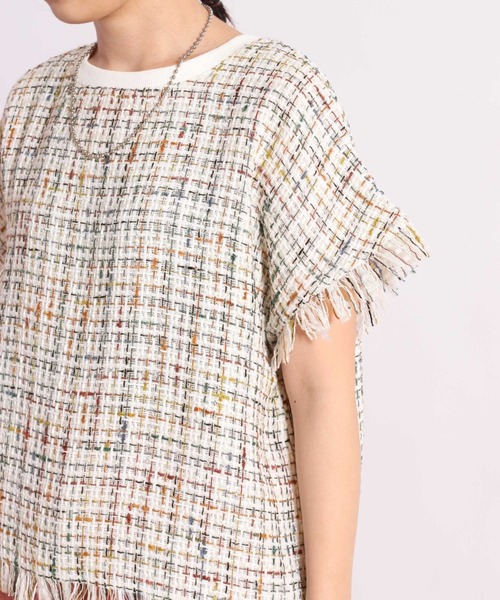 cepo（セポ）の「ツィードチェックフリンジトップス（Tシャツ/カットソー・レディース・ブラック/オフホワイト・M）」の15枚目の写真