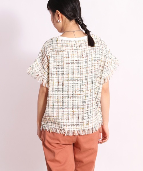 cepo（セポ）の「ツィードチェックフリンジトップス（Tシャツ/カットソー・レディース・ブラック/オフホワイト・M）」の13枚目の写真