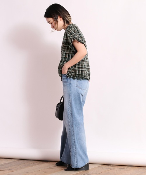 cepo（セポ）の「ツィードチェックフリンジトップス（Tシャツ/カットソー・レディース・ブラック/オフホワイト・M）」の7枚目の写真