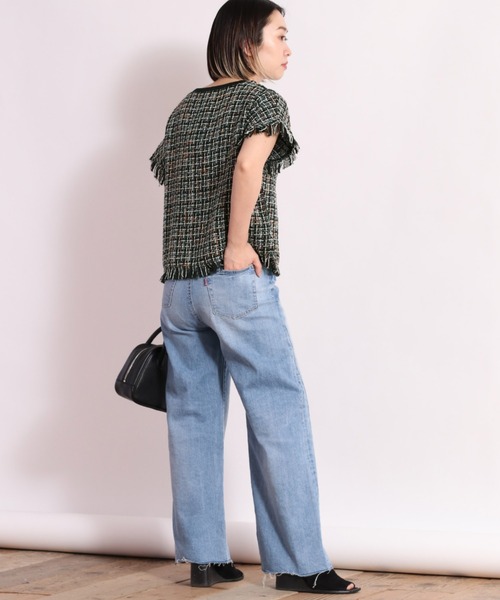 cepo（セポ）の「ツィードチェックフリンジトップス（Tシャツ/カットソー・レディース・ブラック/オフホワイト・M）」の8枚目の写真