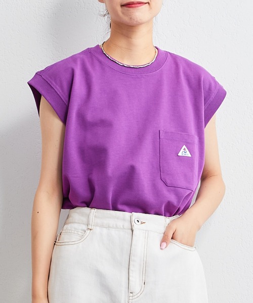 GEVACO(ゲバコ)の「【GEVACO / ゲバコ】天竺フレンチスリーブTee(Tシャツ/カットソー・レディース・チャコールグレー/パープル/ホワイト/ベージュ・MEDIUM)」の1枚目の写真