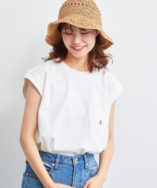 GEVACO(ゲバコ)の「【GEVACO / ゲバコ】天竺フレンチスリーブTee(Tシャツ/カットソー・レディース・チャコールグレー/パープル/ホワイト/ベージュ・MEDIUM)」の5枚目の写真