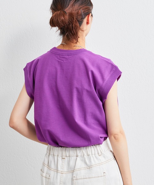 GEVACO(ゲバコ)の「【GEVACO / ゲバコ】天竺フレンチスリーブTee(Tシャツ/カットソー・レディース・チャコールグレー/パープル/ホワイト/ベージュ・MEDIUM)」の21枚目の写真