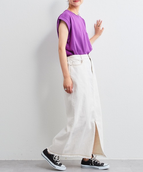 GEVACO(ゲバコ)の「【GEVACO / ゲバコ】天竺フレンチスリーブTee(Tシャツ/カットソー・レディース・チャコールグレー/パープル/ホワイト/ベージュ・MEDIUM)」の10枚目の写真