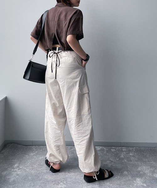 PAGEBOY（ページボーイ）の「ショートドロストシャツ（シャツ/ブラウス・レディース・ブラック/オフホワイト/チョコ・FREE）」の10枚目の写真