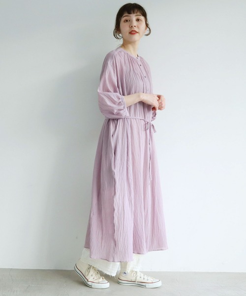 l'atelier du savon（アトリエドサボン）の「80s/SZボイル　しわしわワンピース（ワンピース・レディース・パープル/イエロー/ブルー・FREE）」の17枚目の写真