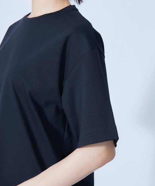 ROPE'（ロペ）の「【接触冷感・UVカット】プレミアムコットン5分袖コクーンTシャツ（Tシャツ/カットソー・レディース・ブラック/ホワイト/オリーブ/ダークラベンダー/オレンジ・38）」の15枚目の写真