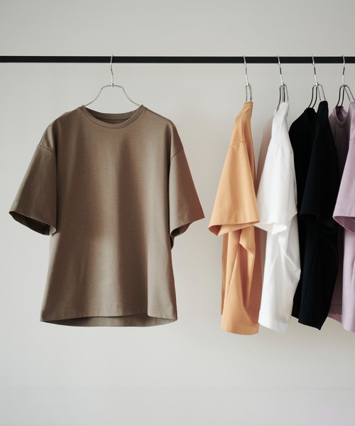 ROPE'（ロペ）の「【接触冷感・UVカット】プレミアムコットン5分袖コクーンTシャツ（Tシャツ/カットソー・レディース・ブラック/ホワイト/オリーブ/ダークラベンダー/オレンジ・38）」の6枚目の写真