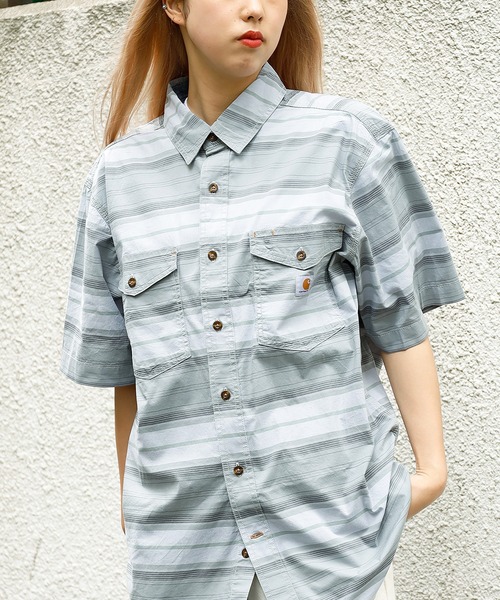 Carhartt(カーハート)の「Carhartt/カーハート RUGGED FLEX RELAXED FIT LIGHTWEIGHT SHORT-SLEEVE PLAID SHIRT 半袖シャツ(シャツ/ブラウス・メンズ・グレー/ネイビー系・XL/L/M)」の18枚目の写真