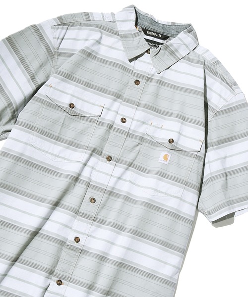 Carhartt(カーハート)の「Carhartt/カーハート RUGGED FLEX RELAXED FIT LIGHTWEIGHT SHORT-SLEEVE PLAID SHIRT 半袖シャツ(シャツ/ブラウス・メンズ・グレー/ネイビー系・XL/L/M)」の15枚目の写真