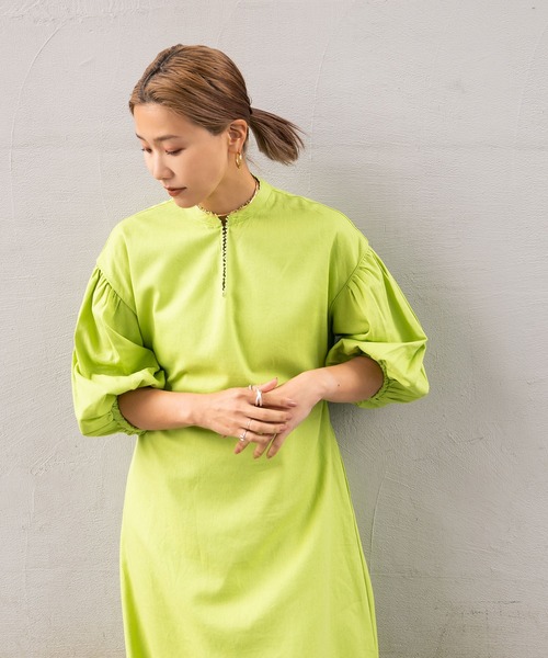 bohmal（ボマール）の「リネンスキッパーロングワンピース（ワンピース・レディース・ブラック/オフホワイト/ライム/アイボリー/ブルー・FREE）」の14枚目の写真