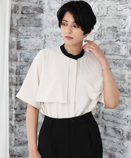 LOUISE ODIER(ルイーズオディール)の「バンドカラー配色トレンチブラウス(シャツ/ブラウス・レディース・ブラウン/ミント/ライトグレー/ベージュ/ホワイト・MEDIUM)」の2枚目の写真