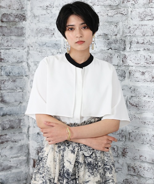 LOUISE ODIER(ルイーズオディール)の「バンドカラー配色トレンチブラウス(シャツ/ブラウス・レディース・ブラウン/ミント/ライトグレー/ベージュ/ホワイト・MEDIUM)」の3枚目の写真