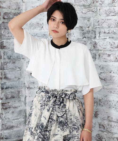 LOUISE ODIER(ルイーズオディール)の「バンドカラー配色トレンチブラウス(シャツ/ブラウス・レディース・ブラウン/ミント/ライトグレー/ベージュ/ホワイト・MEDIUM)」の10枚目の写真