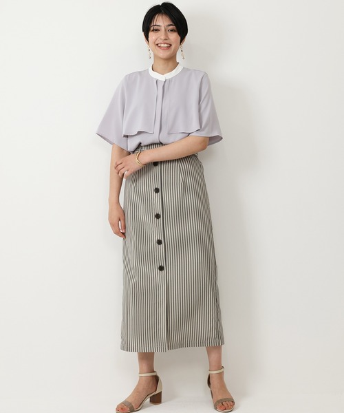 LOUISE ODIER(ルイーズオディール)の「バンドカラー配色トレンチブラウス(シャツ/ブラウス・レディース・ブラウン/ミント/ライトグレー/ベージュ/ホワイト・MEDIUM)」の7枚目の写真