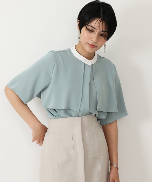 LOUISE ODIER(ルイーズオディール)の「バンドカラー配色トレンチブラウス(シャツ/ブラウス・レディース・ブラウン/ミント/ライトグレー/ベージュ/ホワイト・MEDIUM)」の20枚目の写真