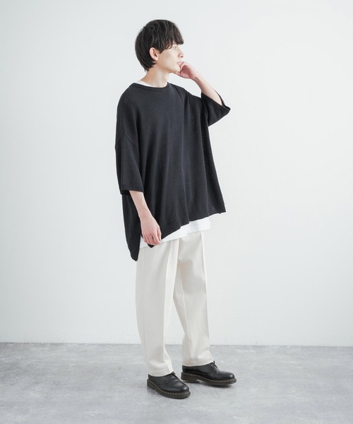 Audience（オーディエンス）の「日本製 綿麻デニム2タックワイドテーパードイージーパンツ AUD3528（デニムパンツ・メンズ・インディゴブルー/ダークインディゴブルー/キナリ・XL/M/L）」の6枚目の写真