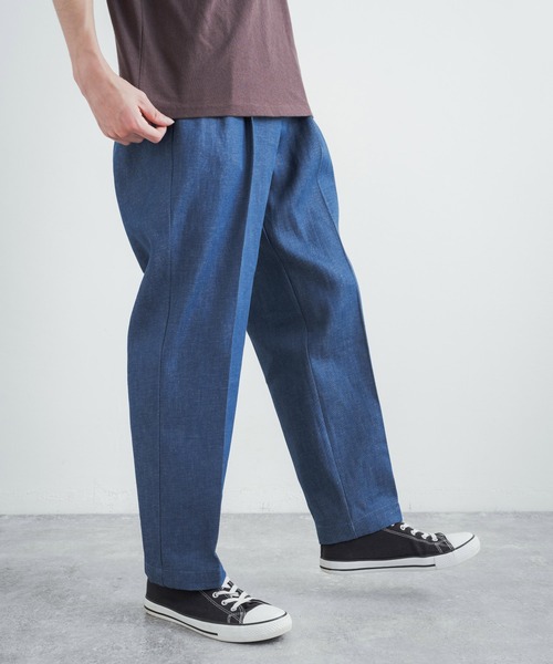 Audience（オーディエンス）の「日本製 綿麻デニム2タックワイドテーパードイージーパンツ AUD3528（デニムパンツ・メンズ・インディゴブルー/ダークインディゴブルー/キナリ・XL/M/L）」の9枚目の写真