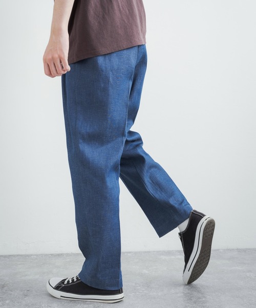 Audience（オーディエンス）の「日本製 綿麻デニム2タックワイドテーパードイージーパンツ AUD3528（デニムパンツ・メンズ・インディゴブルー/ダークインディゴブルー/キナリ・XL/M/L）」の10枚目の写真