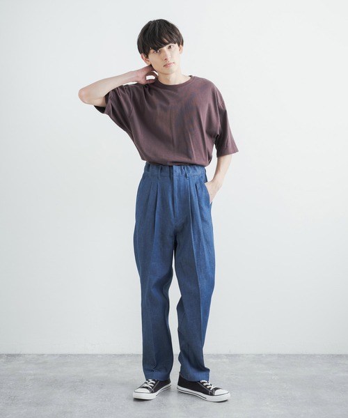 Audience（オーディエンス）の「日本製 綿麻デニム2タックワイドテーパードイージーパンツ AUD3528（デニムパンツ・メンズ・インディゴブルー/ダークインディゴブルー/キナリ・XL/M/L）」の11枚目の写真