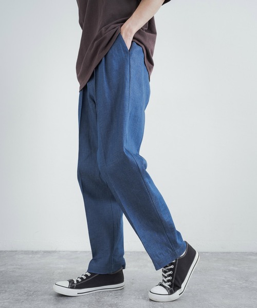 Audience（オーディエンス）の「日本製 綿麻デニム2タックワイドテーパードイージーパンツ AUD3528（デニムパンツ・メンズ・インディゴブルー/ダークインディゴブルー/キナリ・XL/M/L）」の12枚目の写真