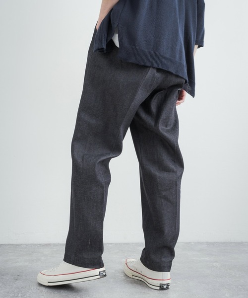 Audience（オーディエンス）の「日本製 綿麻デニム2タックワイドテーパードイージーパンツ AUD3528（デニムパンツ・メンズ・インディゴブルー/ダークインディゴブルー/キナリ・XL/M/L）」の14枚目の写真