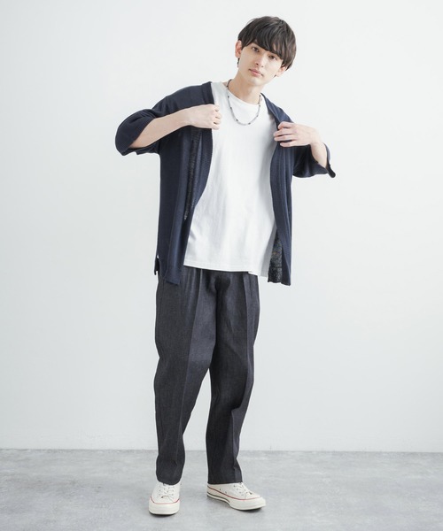 Audience（オーディエンス）の「日本製 綿麻デニム2タックワイドテーパードイージーパンツ AUD3528（デニムパンツ・メンズ・インディゴブルー/ダークインディゴブルー/キナリ・XL/M/L）」の15枚目の写真