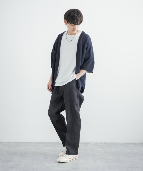 Audience（オーディエンス）の「日本製 綿麻デニム2タックワイドテーパードイージーパンツ AUD3528（デニムパンツ・メンズ・インディゴブルー/ダークインディゴブルー/キナリ・XL/M/L）」の16枚目の写真