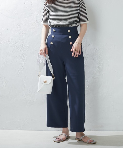 natural couture（ナチュラルクチュール）の「WEB限定/マリンワイドパンツ（その他パンツ・レディース・アイボリー/グリーン/ネイビー/オレンジ・FREE）」の3枚目の写真
