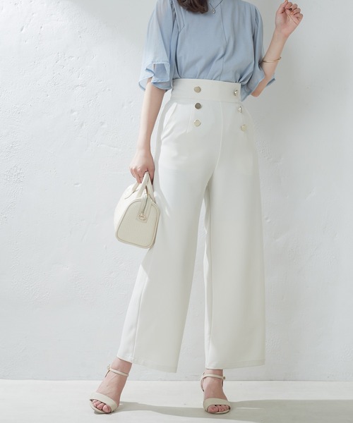 natural couture（ナチュラルクチュール）の「WEB限定/マリンワイドパンツ（その他パンツ・レディース・アイボリー/グリーン/ネイビー/オレンジ・FREE）」の2枚目の写真