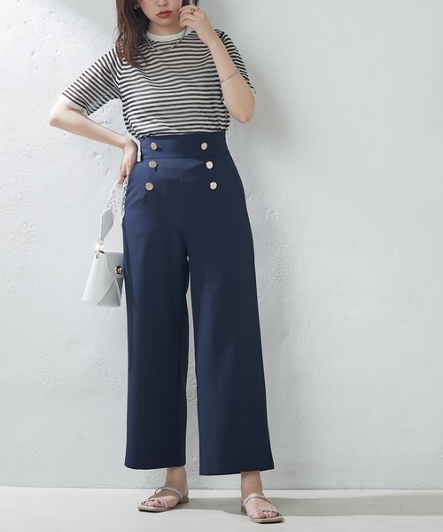 natural couture（ナチュラルクチュール）の「WEB限定/マリンワイドパンツ（その他パンツ・レディース・アイボリー/グリーン/ネイビー/オレンジ・FREE）」の6枚目の写真