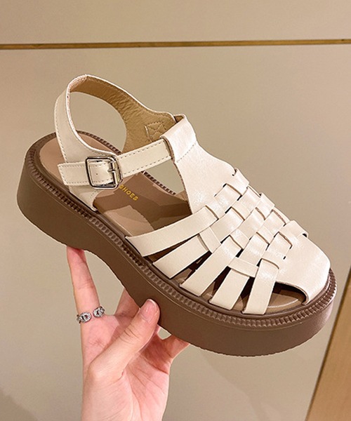 Doula Doula(ドゥーラドゥーラ)の「グルカプラットフォームサンダル(サンダル・レディース・ブラック/オフホワイト・S/M/L)」の2枚目の写真