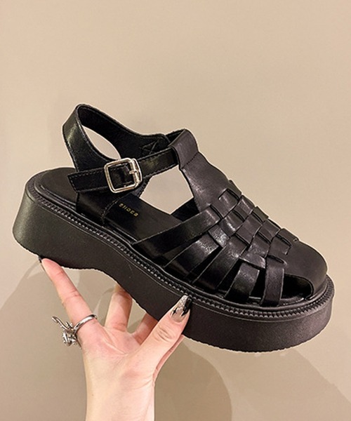 Doula Doula(ドゥーラドゥーラ)の「グルカプラットフォームサンダル(サンダル・レディース・ブラック/オフホワイト・S/M/L)」の5枚目の写真