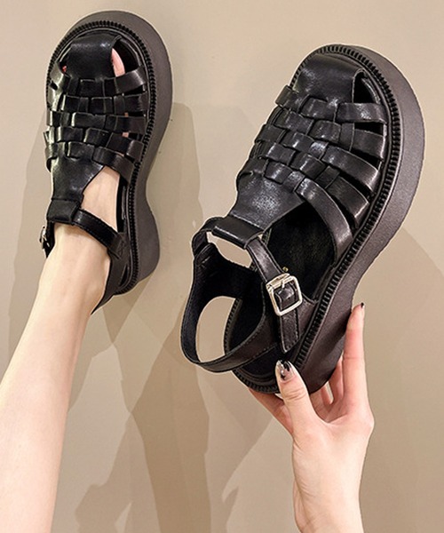 Doula Doula(ドゥーラドゥーラ)の「グルカプラットフォームサンダル(サンダル・レディース・ブラック/オフホワイト・S/M/L)」の6枚目の写真