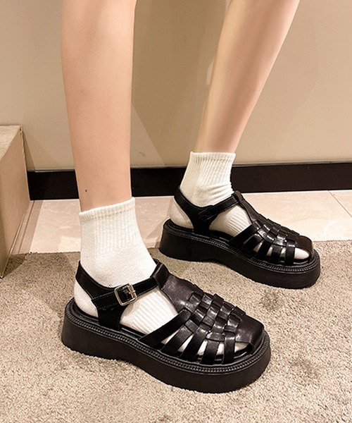 Doula Doula(ドゥーラドゥーラ)の「グルカプラットフォームサンダル(サンダル・レディース・ブラック/オフホワイト・S/M/L)」の8枚目の写真