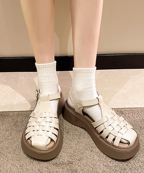 Doula Doula(ドゥーラドゥーラ)の「グルカプラットフォームサンダル(サンダル・レディース・ブラック/オフホワイト・S/M/L)」の14枚目の写真