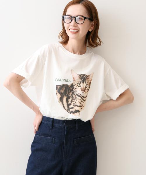 SLOBE IENA(スローブイエナ)の「【PARKIES/パーキーズ】 プリントTシャツ(Tシャツ/カットソー・レディース・ホワイト/ホワイト×ホワイト/ホワイト系その他・FREE)」の1枚目の写真