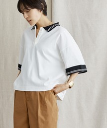 衿付キ配色ラインカットプルオーバー