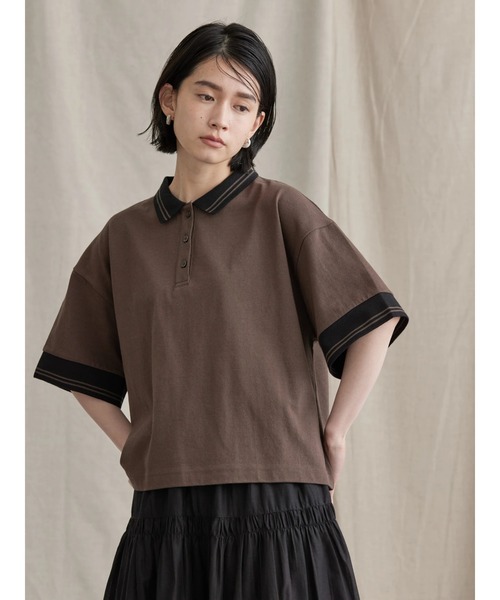 AMERICAN HOLIC（アメリカンホリック）の「衿付キ配色ラインカットプルオーバー（ポロシャツ・レディース・オフホワイト/ブラウン・FREE）」の12枚目の写真