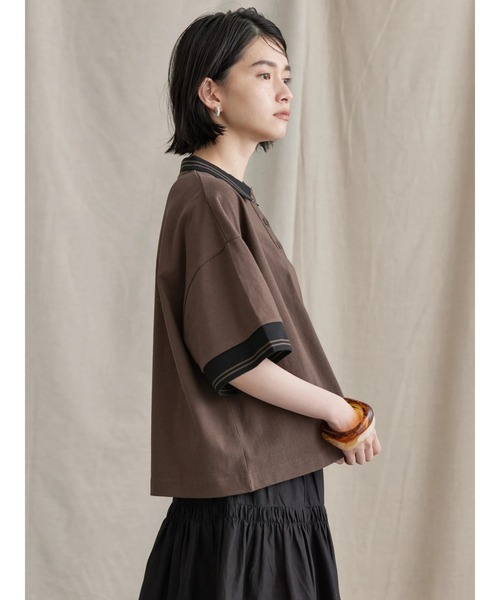 AMERICAN HOLIC（アメリカンホリック）の「衿付キ配色ラインカットプルオーバー（ポロシャツ・レディース・オフホワイト/ブラウン・FREE）」の14枚目の写真