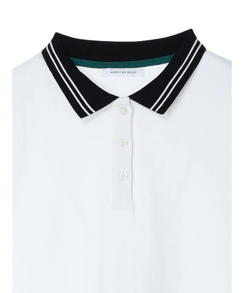 AMERICAN HOLIC（アメリカンホリック）の「衿付キ配色ラインカットプルオーバー（ポロシャツ・レディース・オフホワイト/ブラウン・FREE）」の19枚目の写真