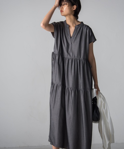 socolla（ソコラ）の「【socolla】デニムライクティアードワンピース（ワンピース・レディース・ブラック/ネイビー/ブルー・M）」の14枚目の写真