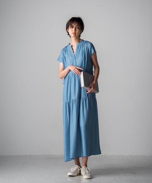 socolla（ソコラ）の「【socolla】デニムライクティアードワンピース（ワンピース・レディース・ブラック/ネイビー/ブルー・M）」の21枚目の写真