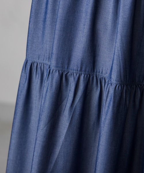 socolla（ソコラ）の「【socolla】デニムライクティアードワンピース（ワンピース・レディース・ブラック/ネイビー/ブルー・M）」の4枚目の写真