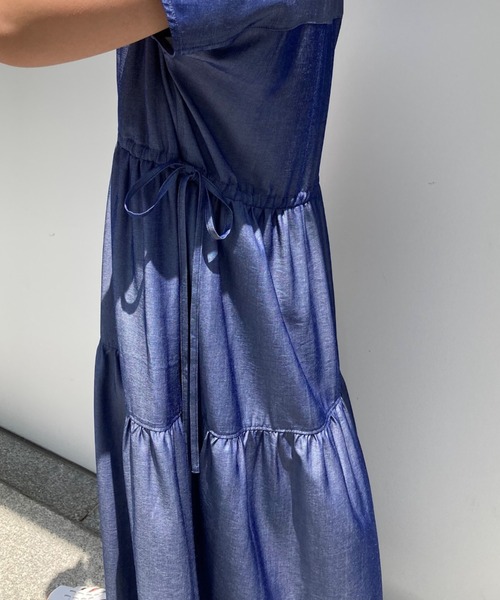 socolla（ソコラ）の「【socolla】デニムライクティアードワンピース（ワンピース・レディース・ブラック/ネイビー/ブルー・M）」の6枚目の写真