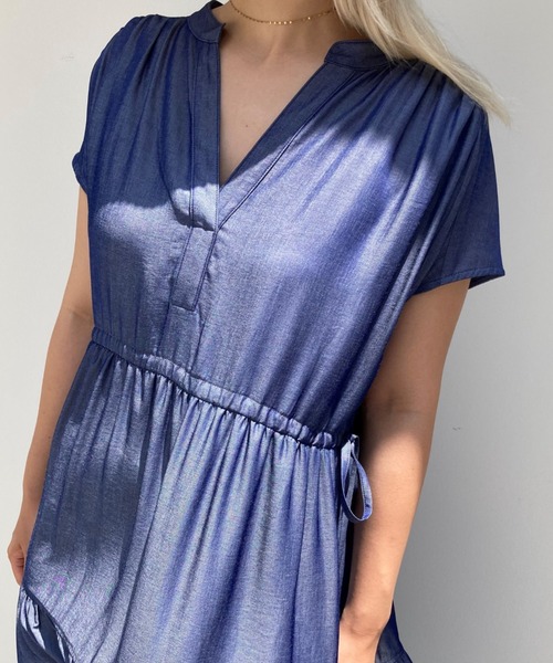 socolla（ソコラ）の「【socolla】デニムライクティアードワンピース（ワンピース・レディース・ブラック/ネイビー/ブルー・M）」の8枚目の写真