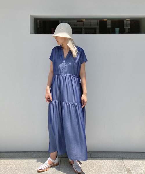 socolla（ソコラ）の「【socolla】デニムライクティアードワンピース（ワンピース・レディース・ブラック/ネイビー/ブルー・M）」の9枚目の写真