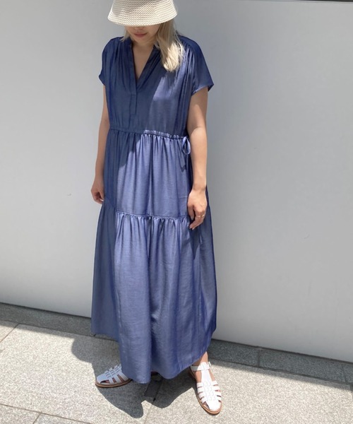 socolla（ソコラ）の「【socolla】デニムライクティアードワンピース（ワンピース・レディース・ブラック/ネイビー/ブルー・M）」の10枚目の写真