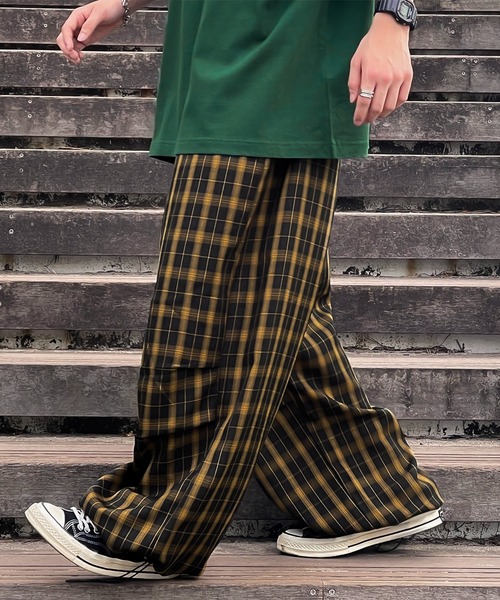 kutir(クティール)の「ワイドチェックスノーパンツ(カーゴパンツ・メンズ・ブラック/ベージュ/イエロー・SMALL/MEDIUM/LARGE)」の8枚目の写真